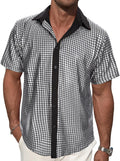 70s 80s Disco Outfits Shirt for Men-Vintage Metallic Button Up Party Shirts Unisex T-shirt, Sweatshirt, Hoodie, Long Sleeve Tee
