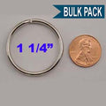 Split Key Ring 1-1/4 Inch Diameter Nickel Plated (China)-Bulk Pack of 100