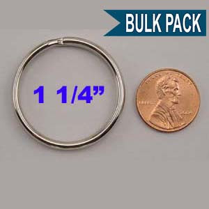 Split Key Ring 1-1/4 Inch Diameter Nickel Plated (China)-Bulk Pack of 100