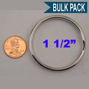 Split Key Ring 1-1/2 Inch Diameter Nickel Plated (China)-Bulk Pack of 100
