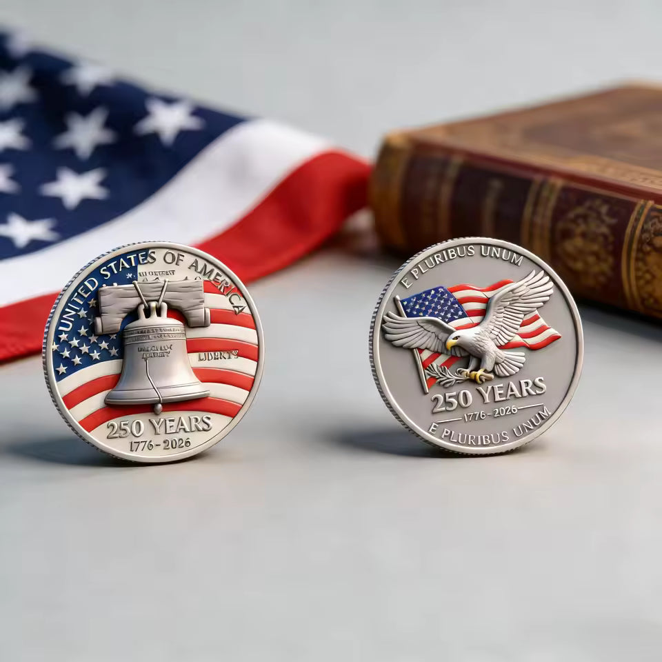 New Arrival 250 Years USA 250th Anniversary 3D Gold Plated Challenge Coin Liberty Bell Eagle High Quality Collectible Gift