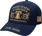 U.S. 250th Anniversary Baseball Cap Adjustable America 250 Anniversary USA Hat Patriotic Veterans Hats