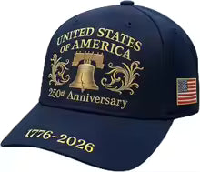 U.S. 250th Anniversary Baseball Cap Adjustable America 250 Anniversary USA Hat Patriotic Veterans Hats