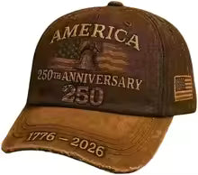 U.S. 250th Anniversary Baseball Cap Adjustable America 250 Anniversary USA Hat Patriotic Veterans Hats