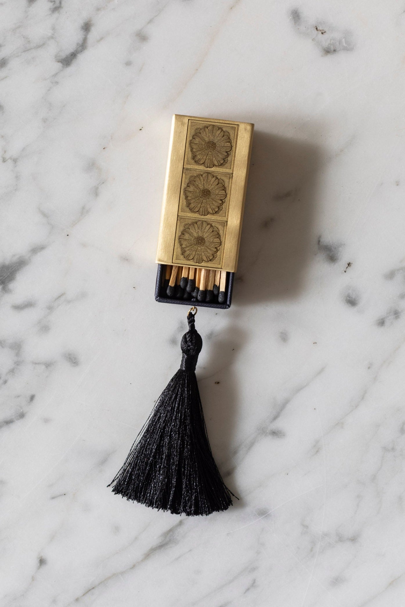 Gilded Brass Matchbox with Black Tassel