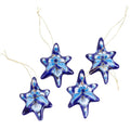 Set of 4 Handcrafted Ceramic Talavera Star Ornaments in Blue 'Floral Twilight'
