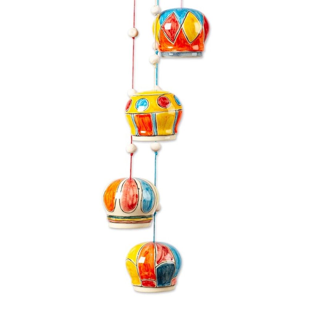 Artisan Crafted Hot-Air Balloon Themed Wind Chime 'Balloon Brigade'