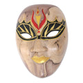 Balinese Hibiscus Wood Mask with Hand-Painted Vibrant Motifs 'The Emperor'