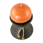 Brown Ceramic Candleholder with Handmade Orange Candle 'Natural Light in Orange'