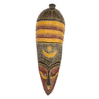 Handmade African Colorful Sese Wood Wall Mask from Ghana 'Colorful Villager'