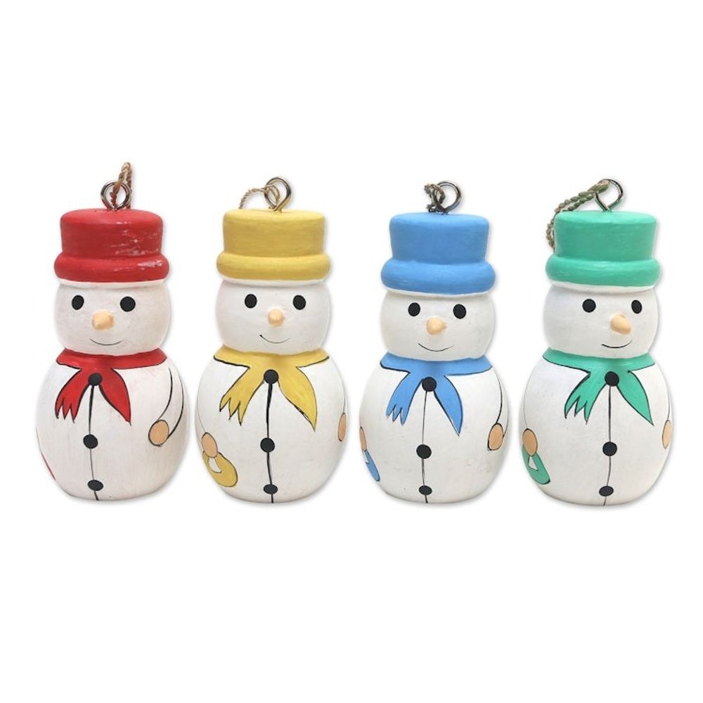 Snowmen Ornaments in Assorted Colors Set of 4 'Dapper Snowmen'