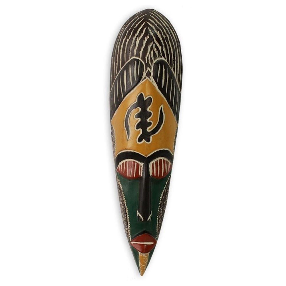 Hand Carved Wood African Wood Mask 'God is Supreme'