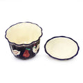 Dove and Fruit-Themed Blue Ceramic Flower Pot and Saucer 'Dreamy Doves'