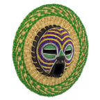 Hand Made African Mask with Wood, Bead and Raffia Accents 'True Child'