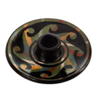 Handcrafted Wavy-Patterned Round Ceramic Incense Holder 'Ancestral Waves'