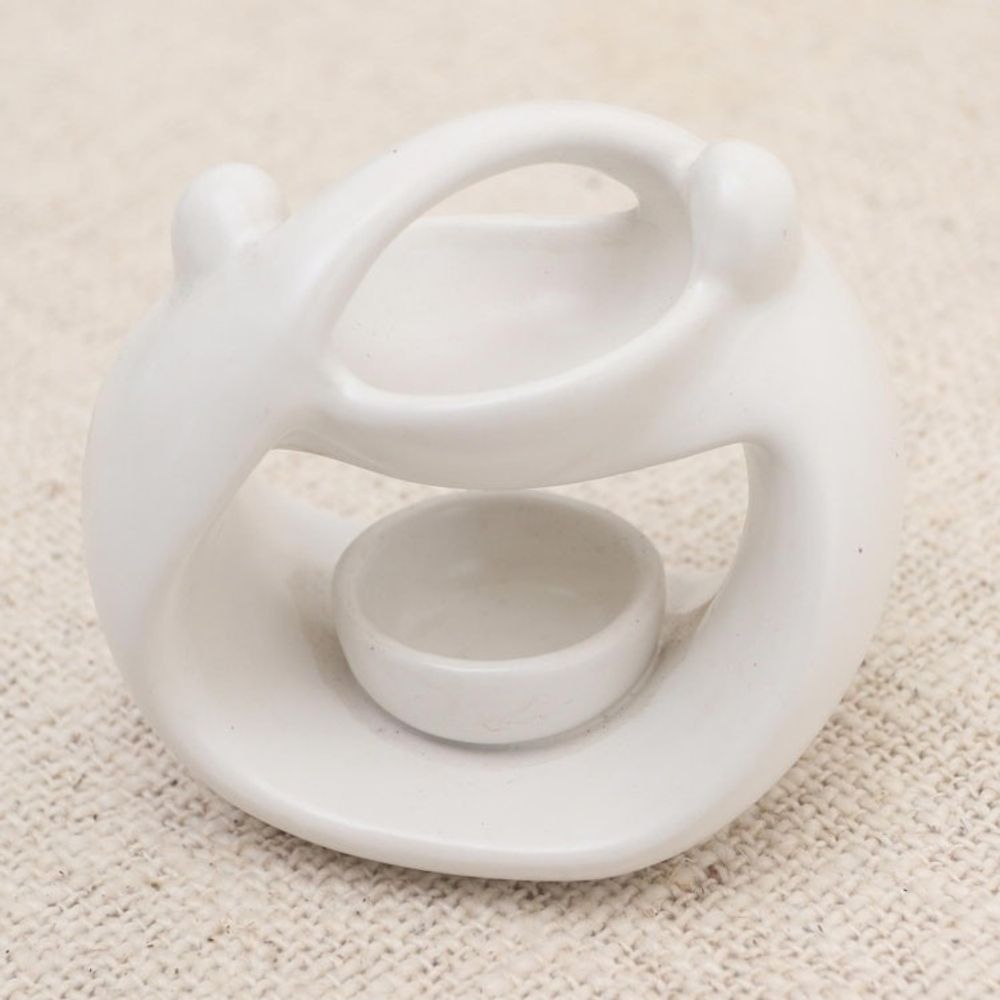 White Ceramic Sculptural Oil Warmer 'Warm Feelings'
