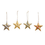 Hand Carved Star-Motif Holiday Ornaments Set of 4 'Seeing Stars'