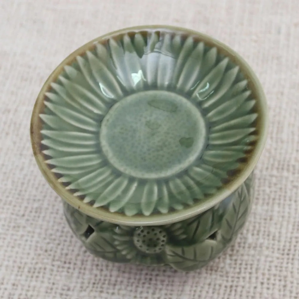 Sunflower Motif Green Ceramic Oil Warmer 'Fragrant Sunflower'