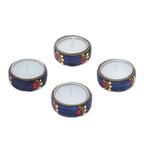 Set of Four Resin Coated Tea Lights with Brass Beads 'Shimmering Stars'