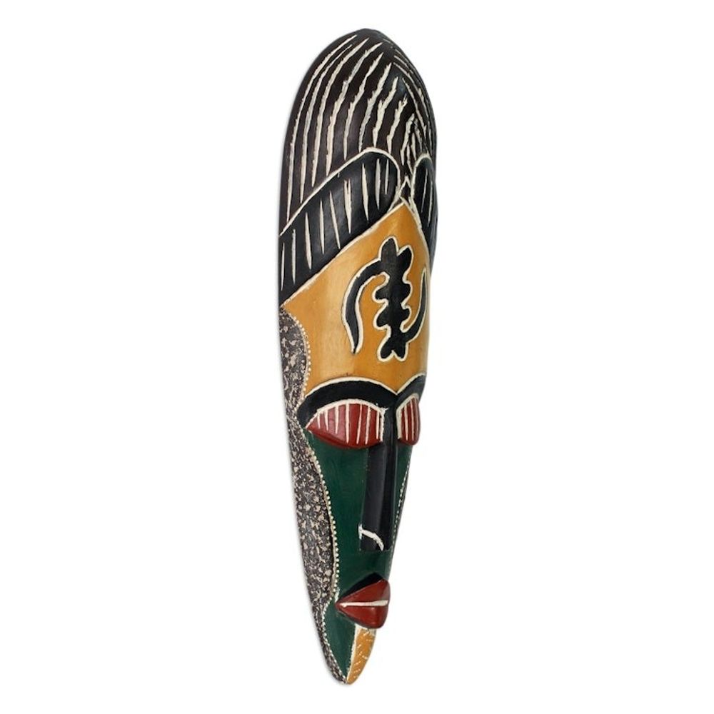 Hand Carved Wood African Wood Mask 'God is Supreme'