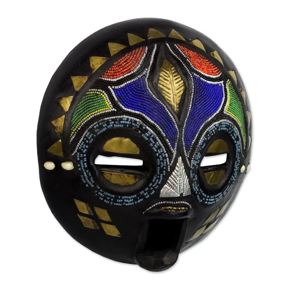 Hand Beaded Wood Mask 'My Bride'