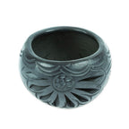 Handcrafted Barro Negro Flower Pot from Mexico 'Traditional Bloom'
