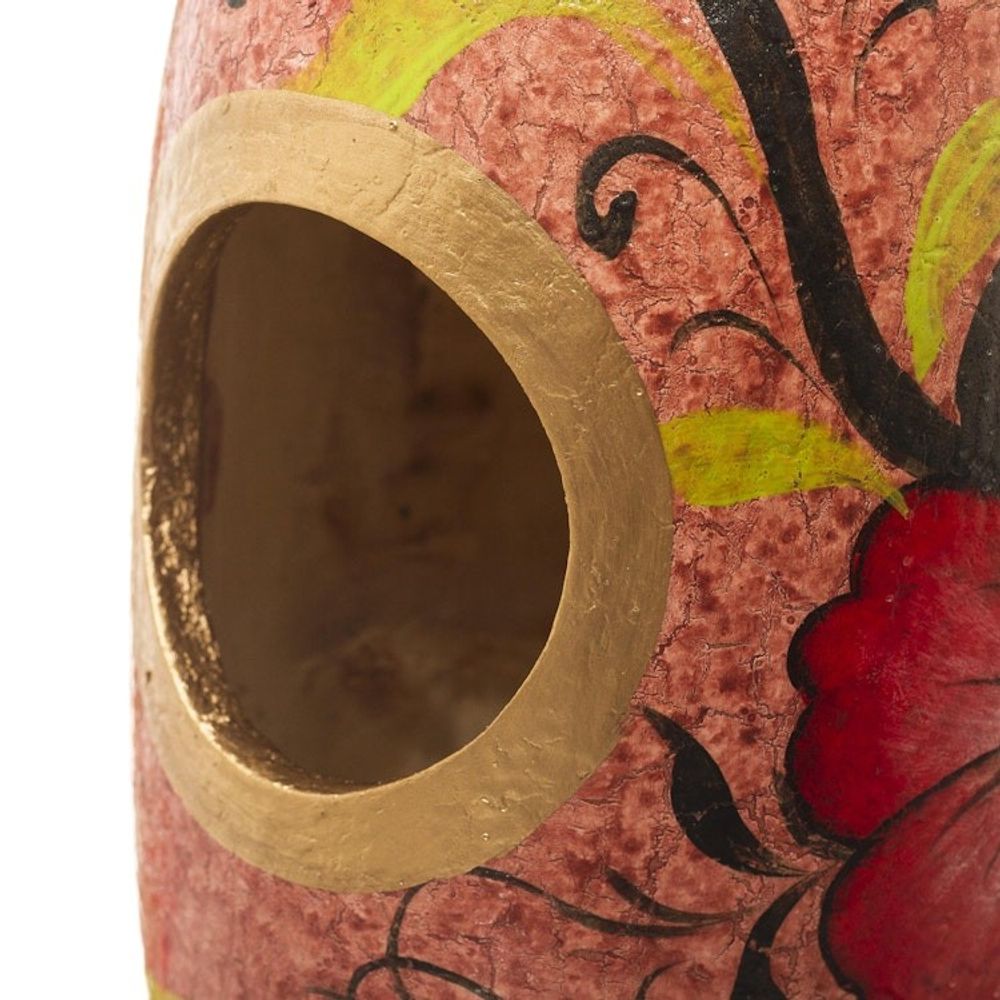 Hand Painted Gourd Birdhouse from Peru 'Blossoms on Blush'