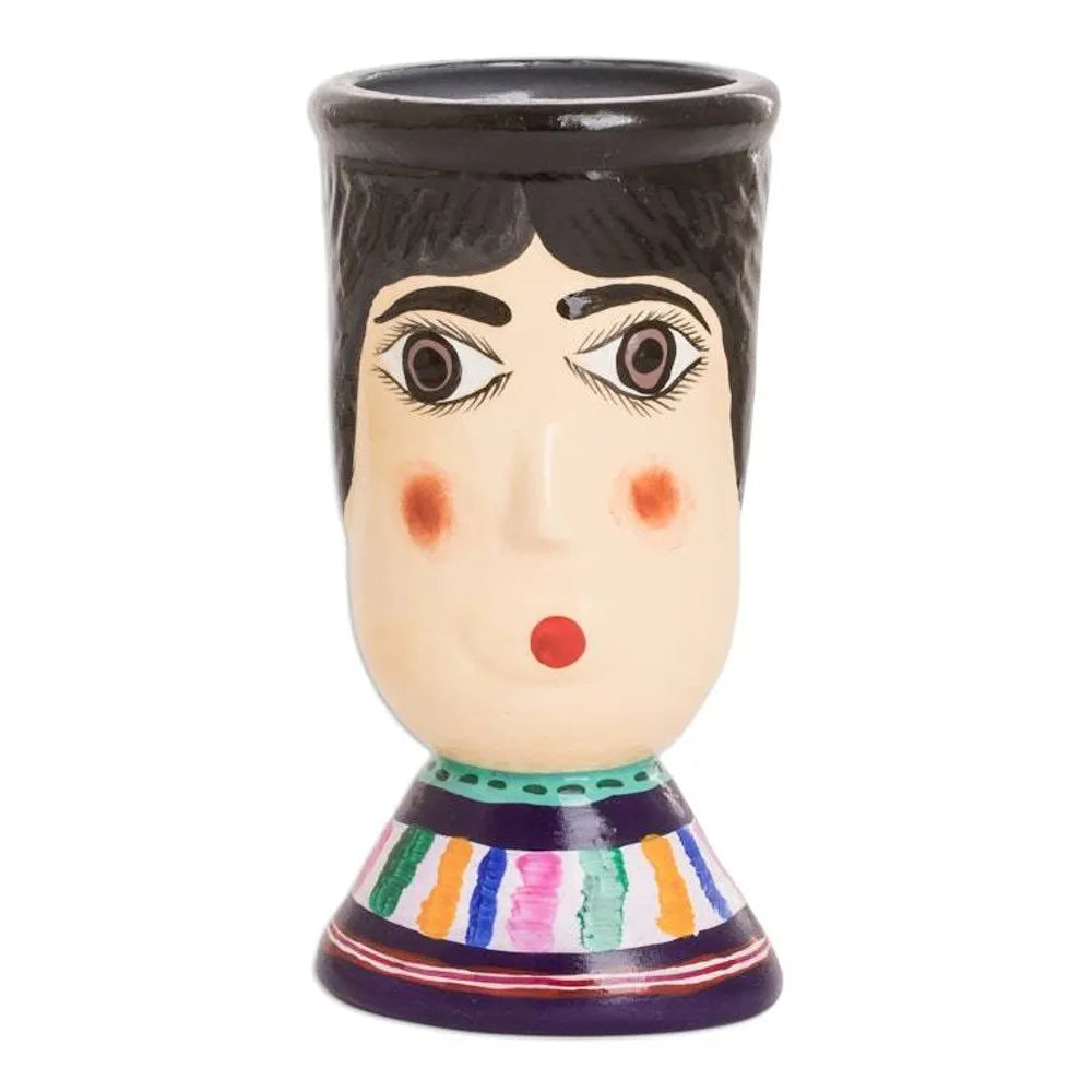 Hand-Painted Vibrant Ceramic Flower Pot from Guatemala 'San Bartolo's Giant'