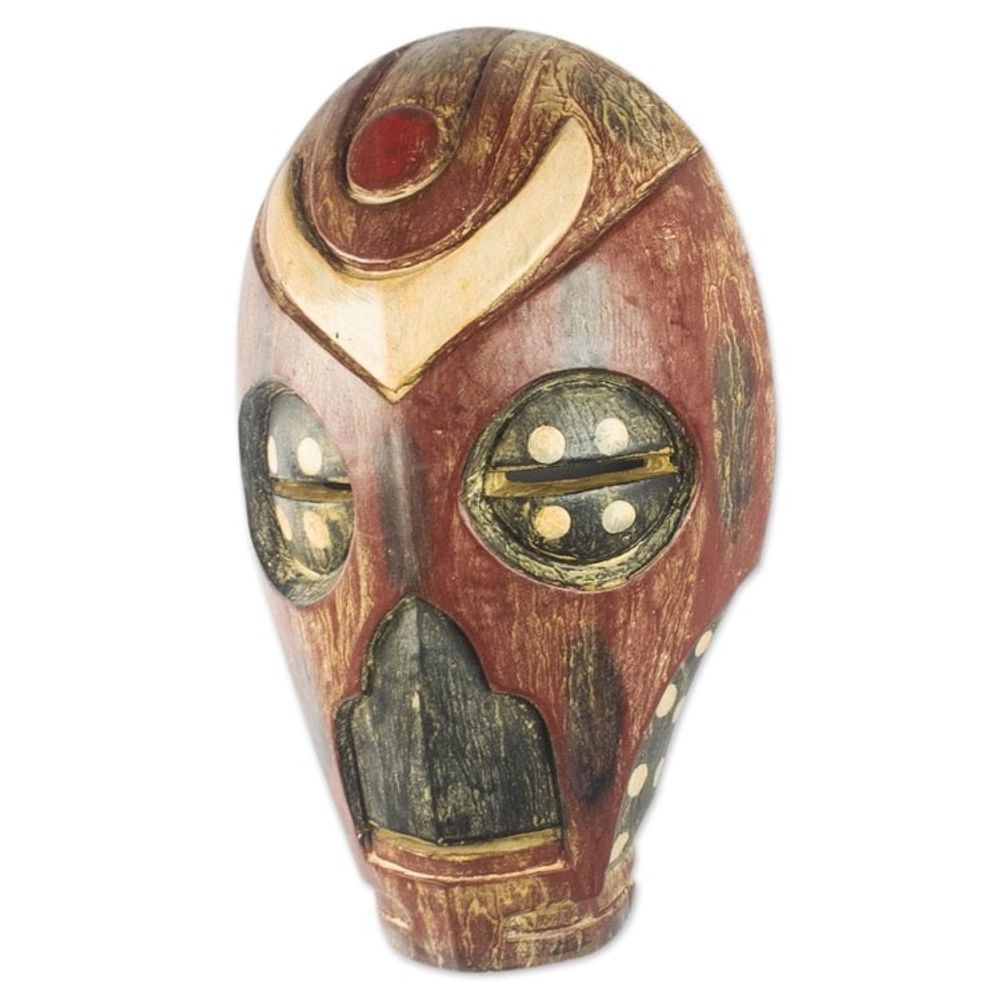 Hand Carved African Sese Wood Mask 'Dragon'
