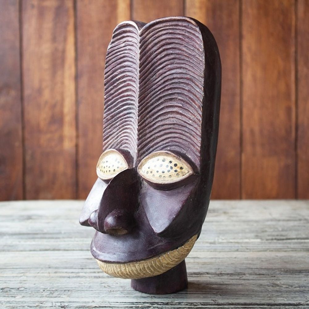 Handmade African Sese Wood Mask 'Bangwa'