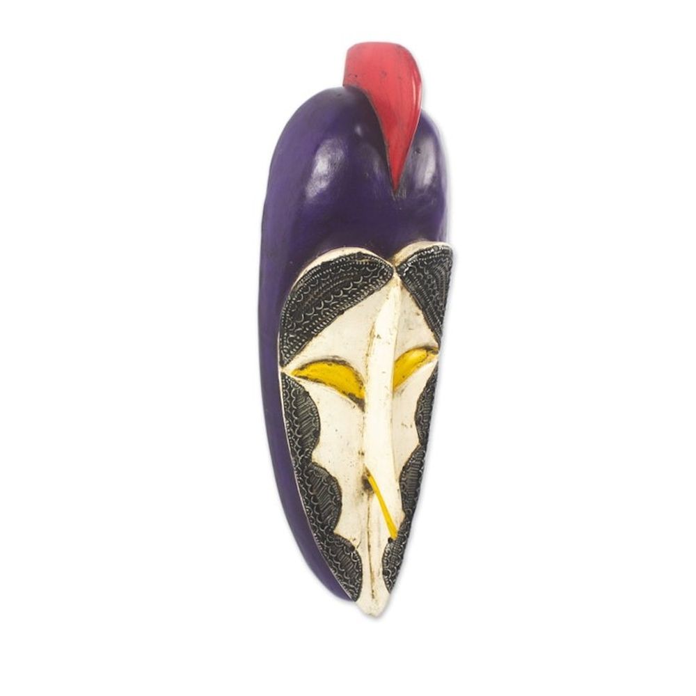 Handcrafted African Sese Wood Mask with Aluminum Plates 'Cultural Life'