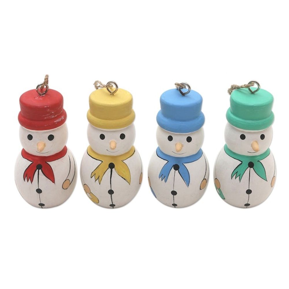 Snowmen Ornaments in Assorted Colors Set of 4 'Dapper Snowmen'
