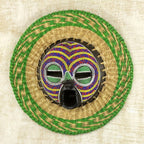 Hand Made African Mask with Wood, Bead and Raffia Accents 'True Child'