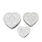Decorative Aluminum Heart-Shaped Boxes Set of 3 'Sparkling Love'