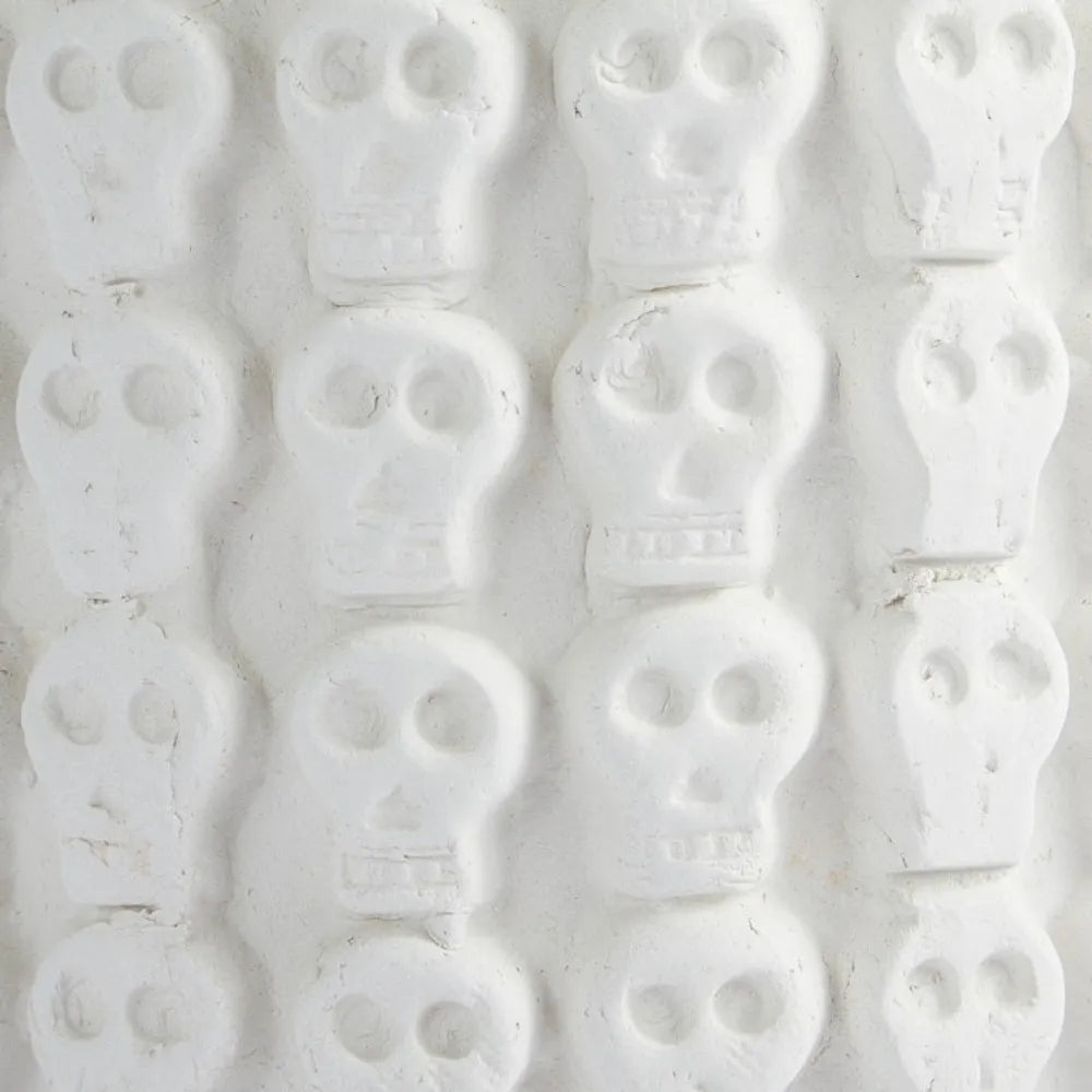 White Skull Pattern Ceramic Flower Pot from Mexico 'Rows of White Skulls'
