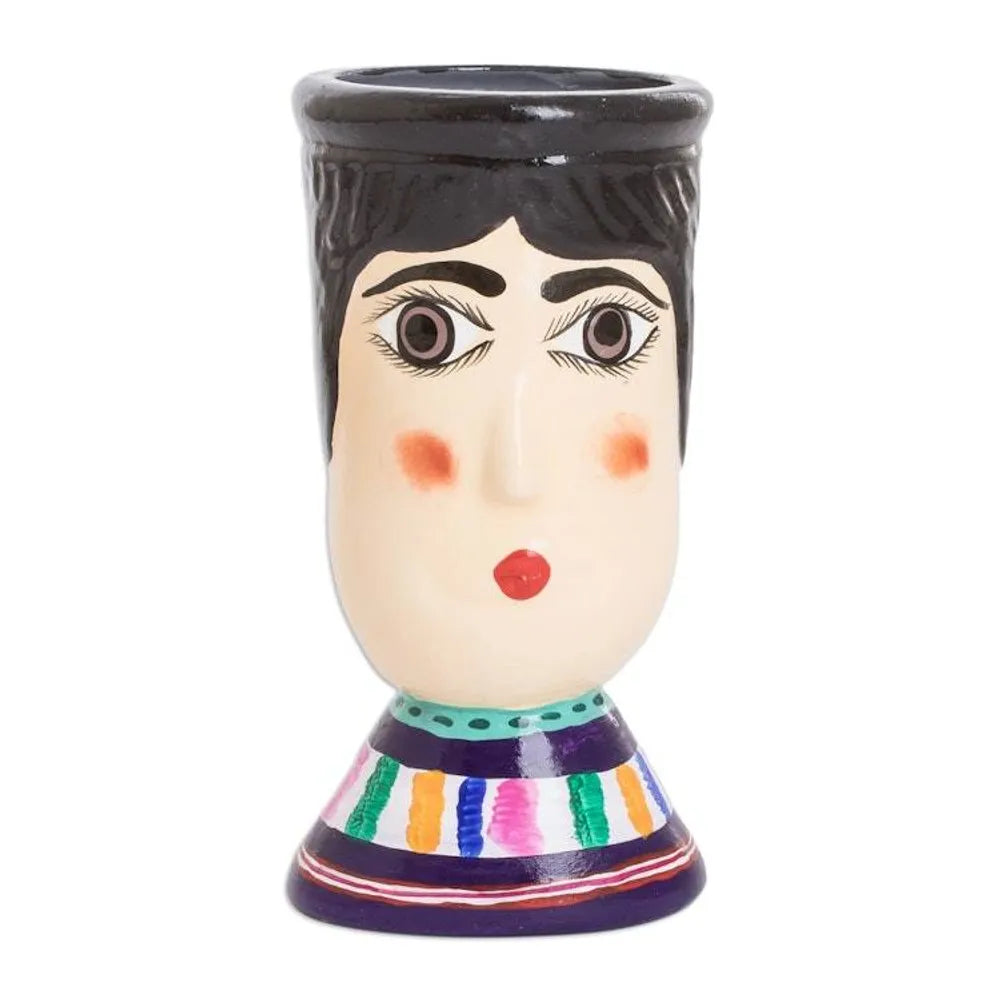 Hand-Painted Vibrant Ceramic Flower Pot from Guatemala 'San Bartolo's Giant'