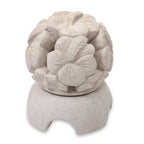 Carved Floral Limestone Tealight Candleholder from Bali 'Hibiscus'