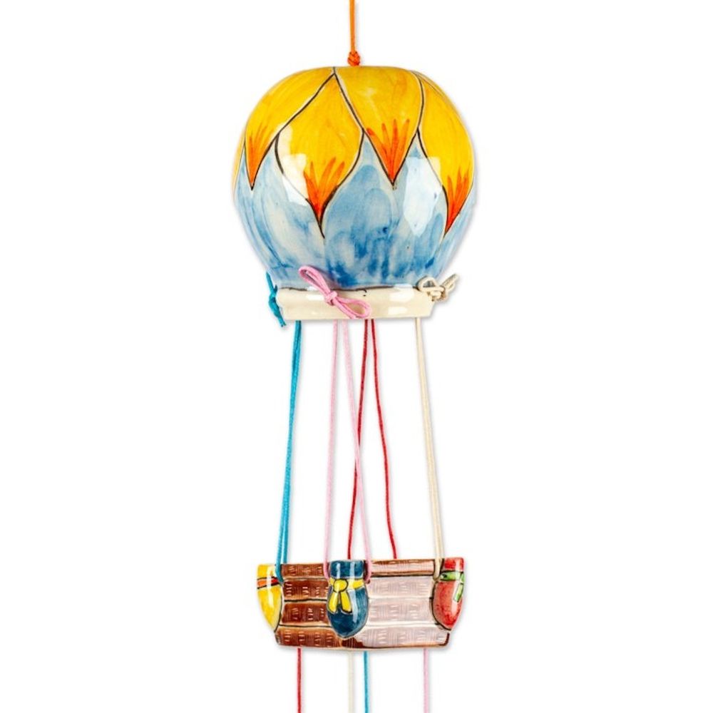 Artisan Crafted Hot-Air Balloon Themed Wind Chime 'Balloon Brigade'