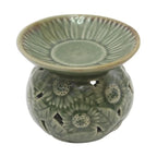 Sunflower Motif Green Ceramic Oil Warmer 'Fragrant Sunflower'