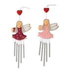 Pair of Fairy-Shaped Wood and Natural Fiber Wind Chimes 'Petite Stars'
