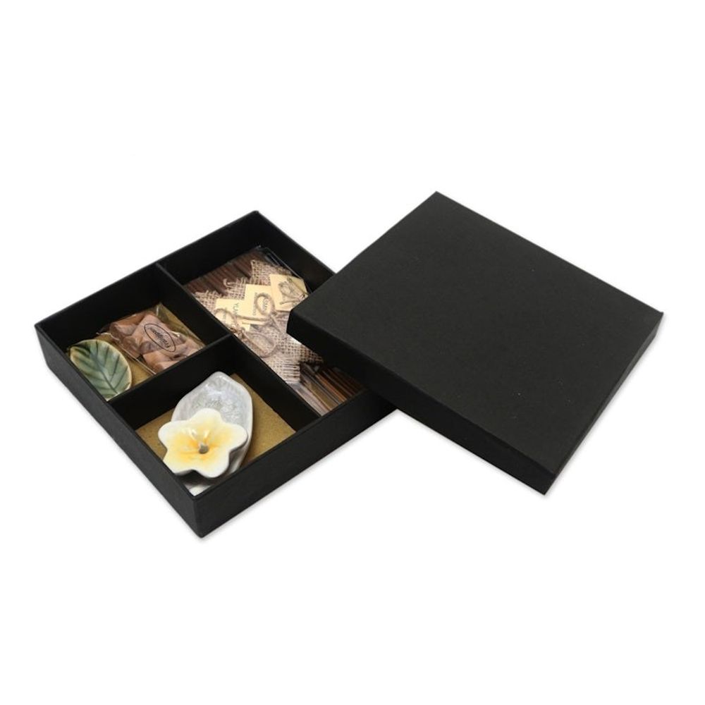 Floral-Themed Ceramic Incense Set 'Balinese Aroma'