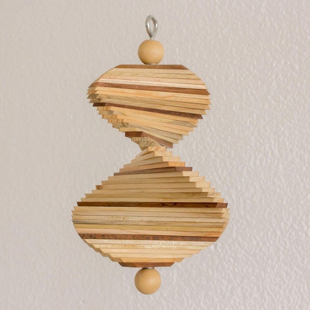Handcrafted Wood Mobile with Adjustable Shapes 'Tranquil Moments'