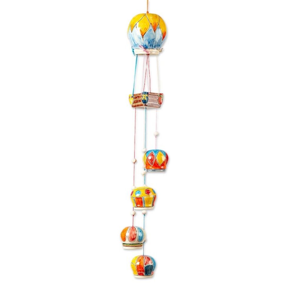 Artisan Crafted Hot-Air Balloon Themed Wind Chime 'Balloon Brigade'
