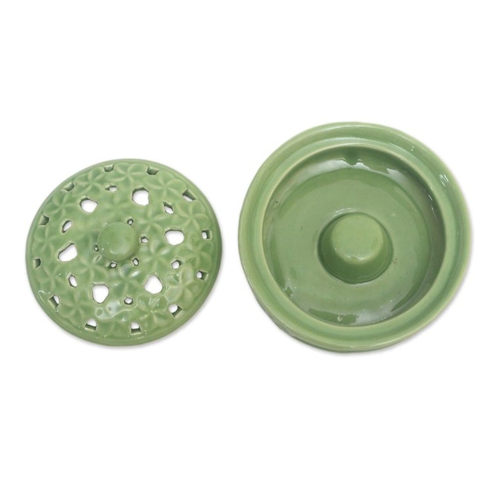 Handmade Porcelain Mosquito Coil Holder with Floral Motif 'Plumeria Spring'
