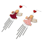 Pair of Fairy-Shaped Wood and Natural Fiber Wind Chimes 'Petite Stars'