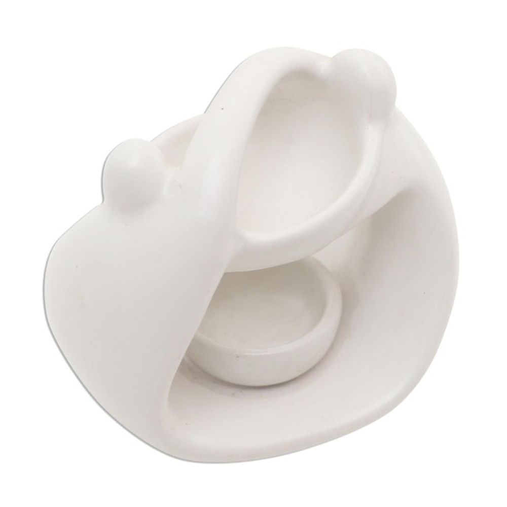 White Ceramic Sculptural Oil Warmer 'Warm Feelings'