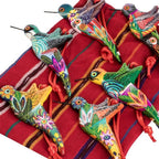 6 Ceramic Ornaments Hummingbird Handcrafted in Guatemala 'Guatemalan Hummingbirds'