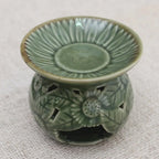 Sunflower Motif Green Ceramic Oil Warmer 'Fragrant Sunflower'