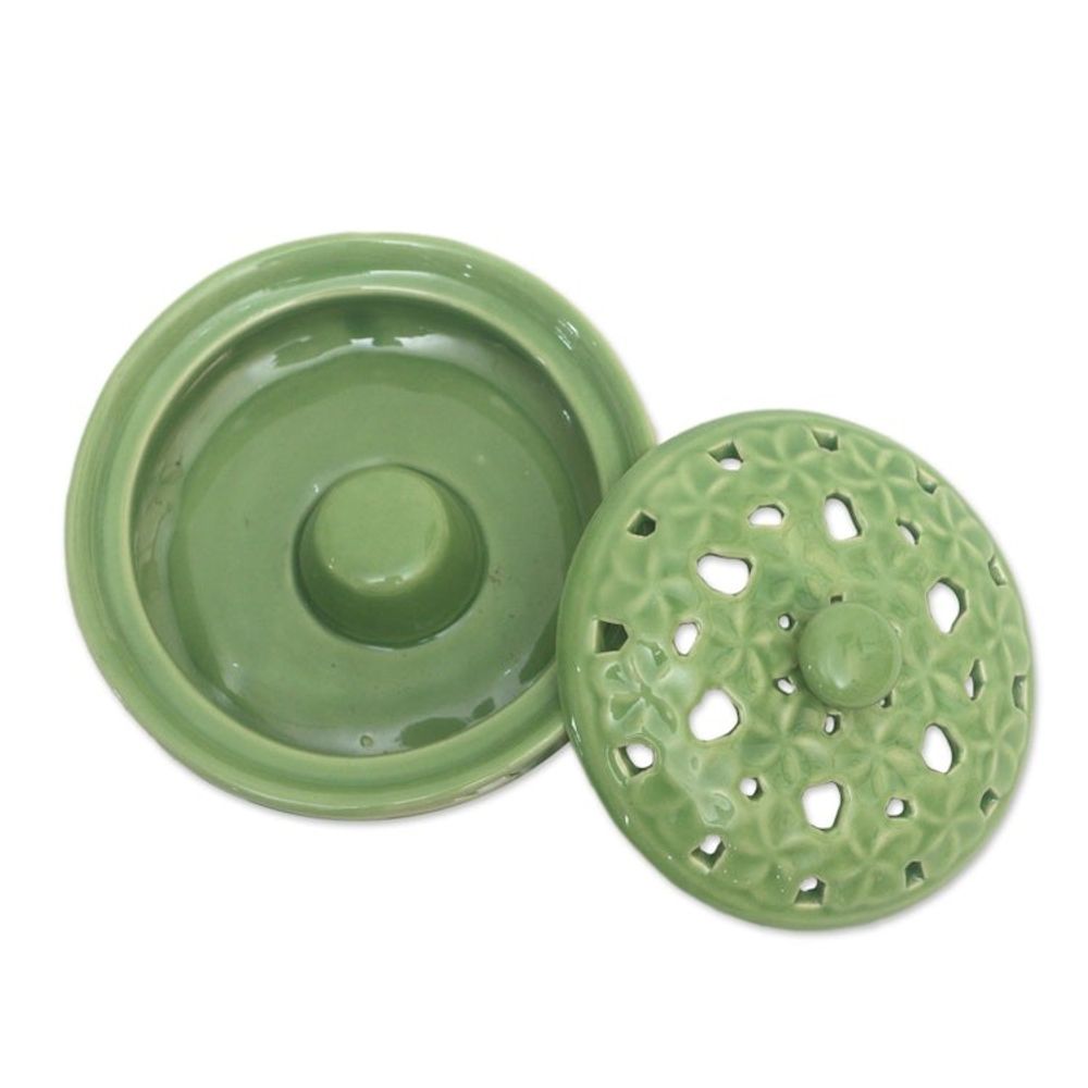Handmade Porcelain Mosquito Coil Holder with Floral Motif 'Plumeria Spring'