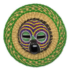 Hand Made African Mask with Wood, Bead and Raffia Accents 'True Child'
